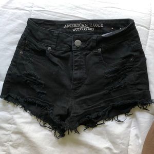 American Eagle black high waisted jean shorts